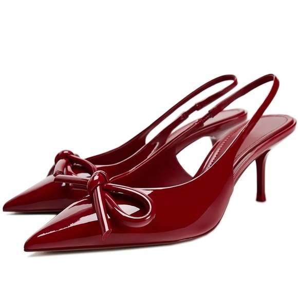 👠 ONEW - Kitten Heel Slingback Pumps w. Bow Detail 👠 - Picture 3 of 11